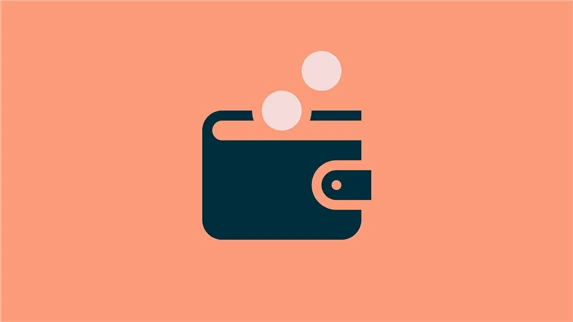 Illustration av en plånbok, för lön eller inkomstförsäkring